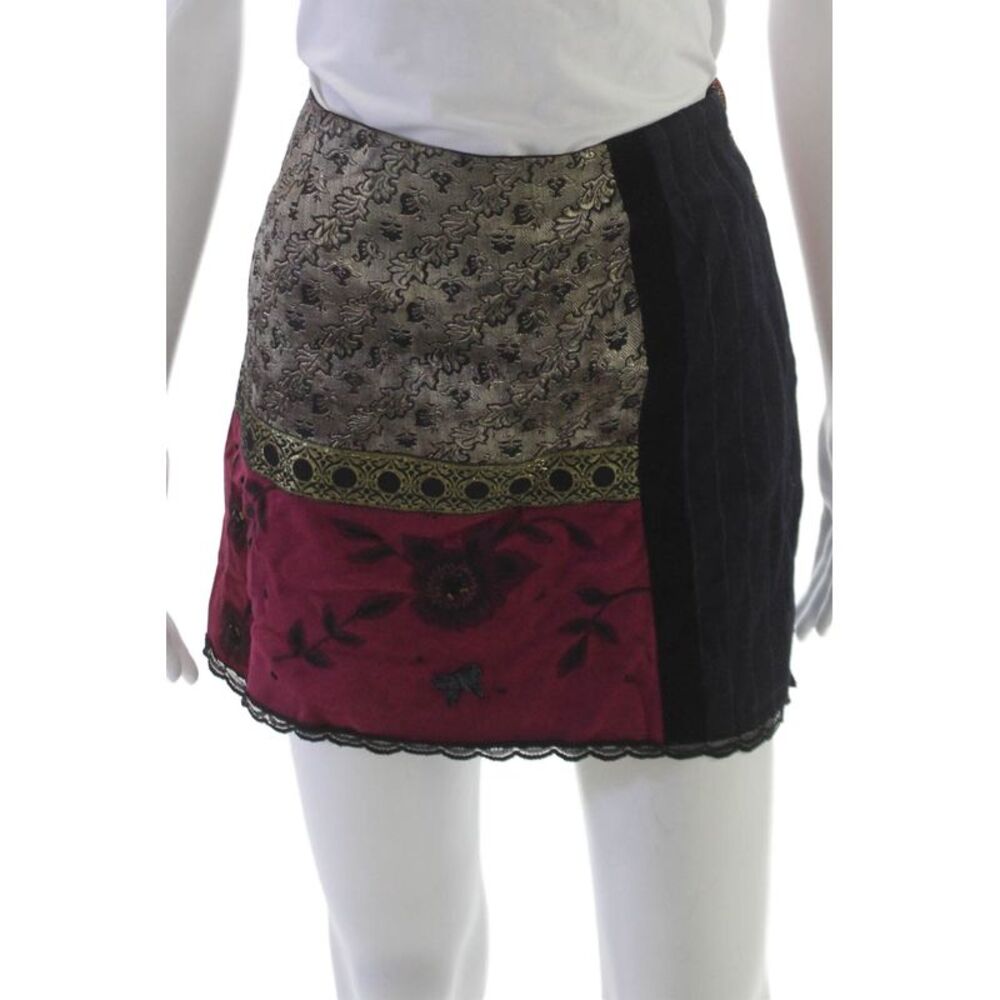 Plenty Women Multicolor Wool Floral Mini Skirt Knee Length Zip Size S